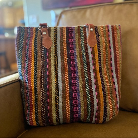 Rustic bohemian eclectic handwoven tribal wool funky colorful computer bag purse - Picture 2 of 10